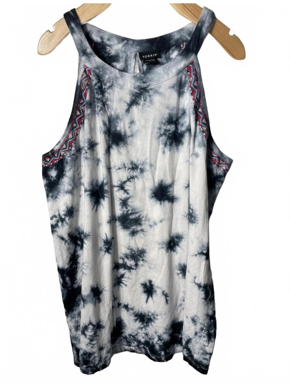 Torrid Tie Dye Sleeveless Top Women's Size 1 Embroidered